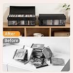 4 Pack CD Storage Boxes - CD Case Holder with Stackable Dustproof Lid Transparent Visible PVC Window, 14.2 x 6.3 x 5.5 Inches DVD Storage, Organizer for Blu-ray Discs, Movies, Game Discs