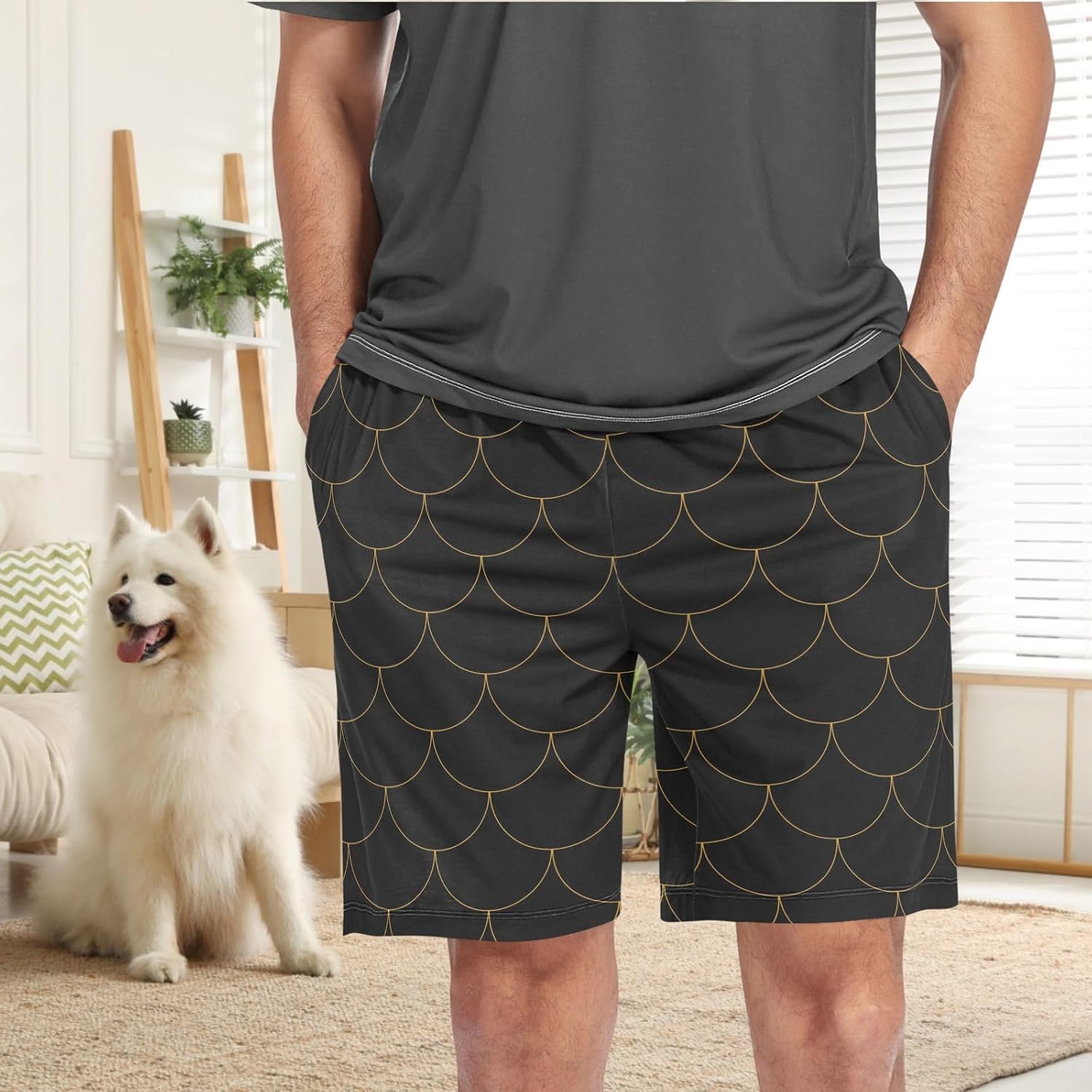 visesunny Men's Pajama Bottoms Lounge Sleep Shorts Soft Comfy Comfortable Breathable Pajamas Shorts with Pockets image 2