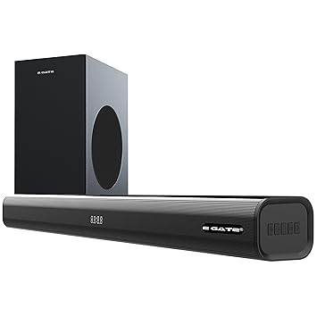 E GATE Octopus 330 Sound bar with 300-WATT Sourround Sound, 8.1 Drivers Home Theatre 2.1 Ch. Soundbar with 6.5" (16.5cm) Subwoofer | USB, HDMI ARC, Optical in | 3EQ Modes | eGate Bluetooth Speakers