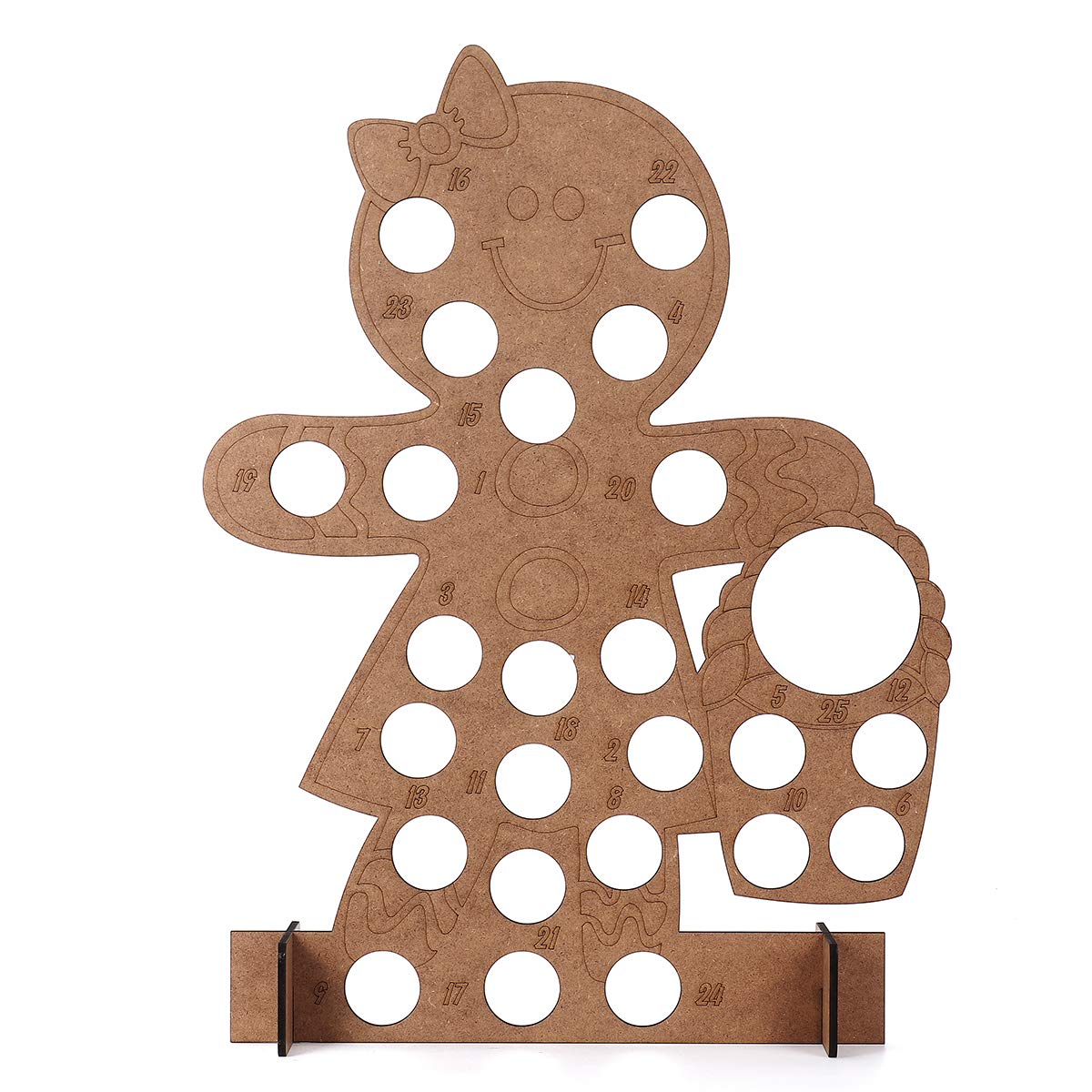 Wooden Advent Calendar Gingerbread Lady Chocolates Storage Box Gift Christmas Decorations