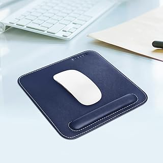 CLADD! - Vegan Leather Mouse Pad with Wrist Rest, Non-Slip Backing, Waterproof, Stitched Edge, Handmade, Eco-Friendly, Blue Price In India