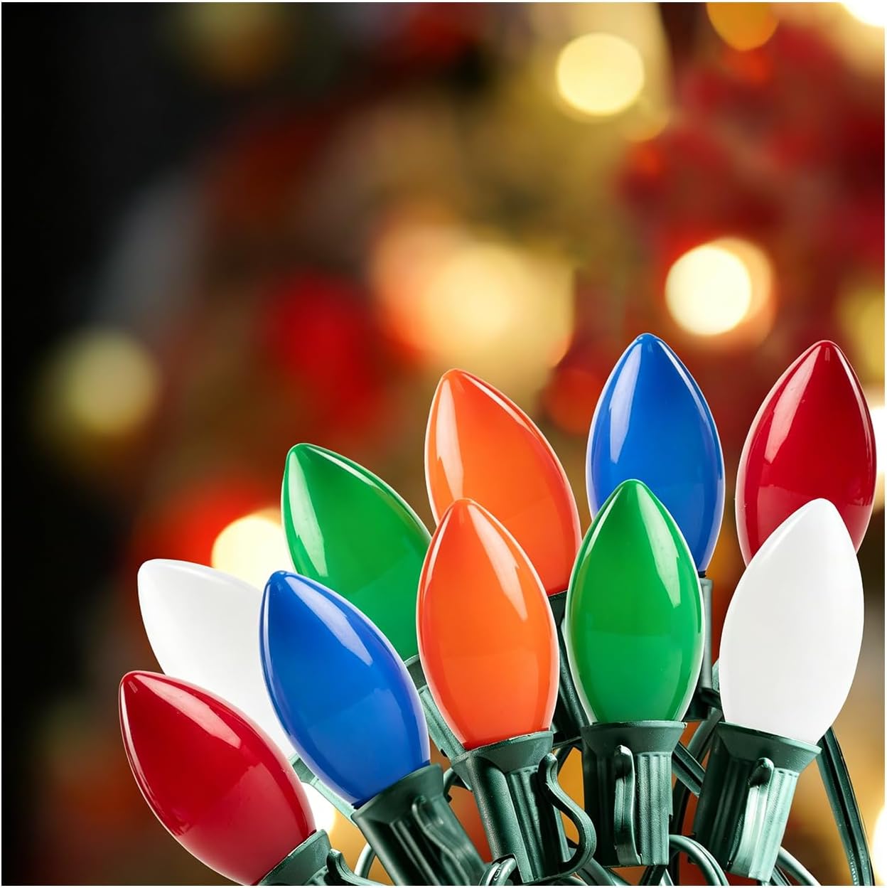 C7 26ft Indoor/Outdoor Clear LED Christmas String Lights with 25 Bulbs and E12 Base | 120V, 0.6W