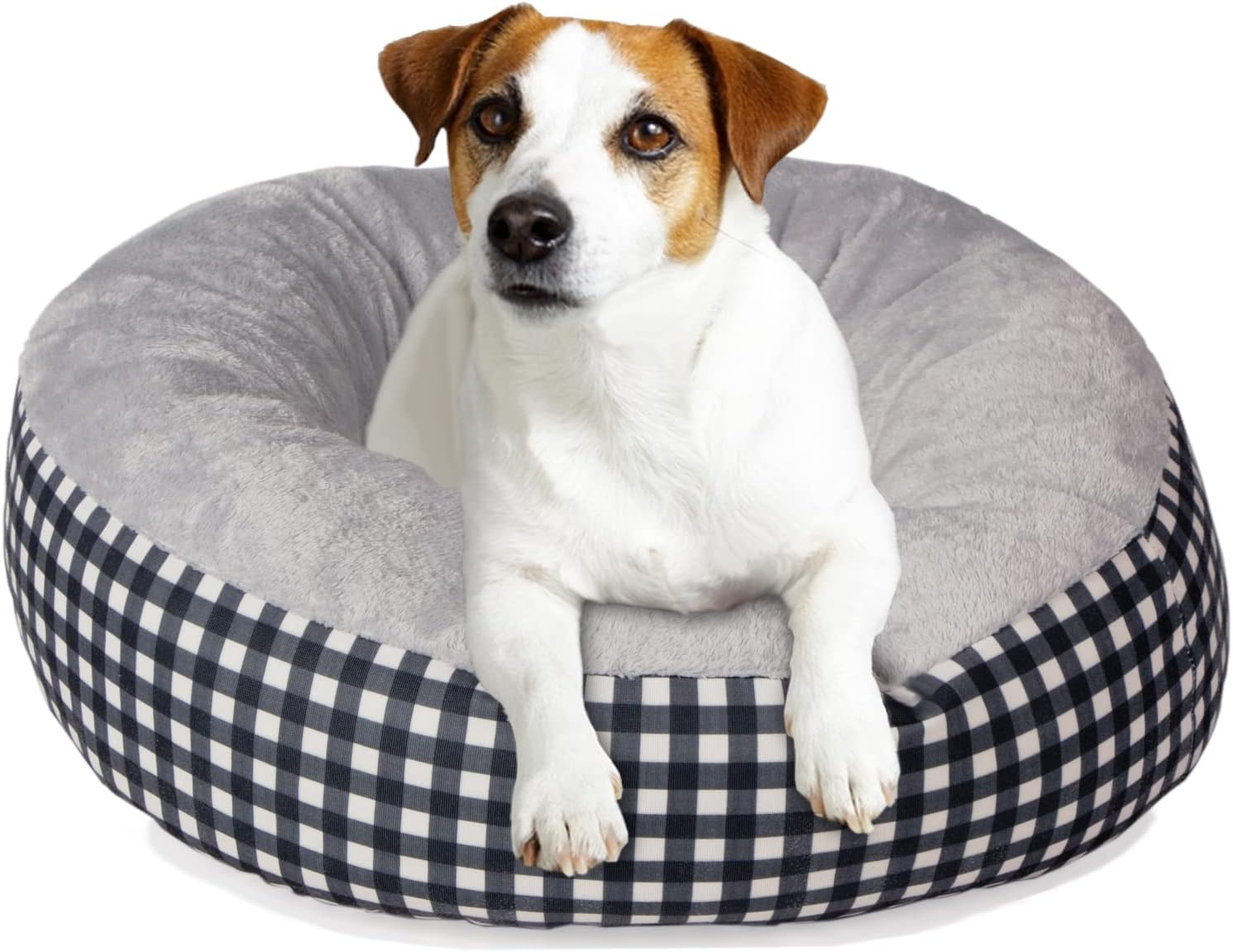 nononfish Buffalo Plaid Puppy Beds for Small Dogs Washable Flannel Surface Polyester Surrounded 19in Pet Bed for Cats or Small Dogs…