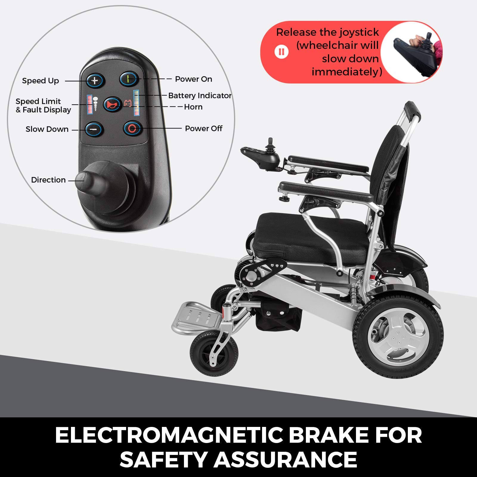 Sedia a rotelle elettrica Sedia a rotelle elettrica pieghevole 6 km/h Sedia a rotelle elettrica per adulti Sedia leggera in lega di alluminio Scooter elettrico sicuro ricaricabil