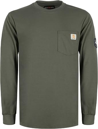 BOCOMAL FR Shirts Lightweight Classic Crew Long Sleeve Fire Resistant Shirt CAT2