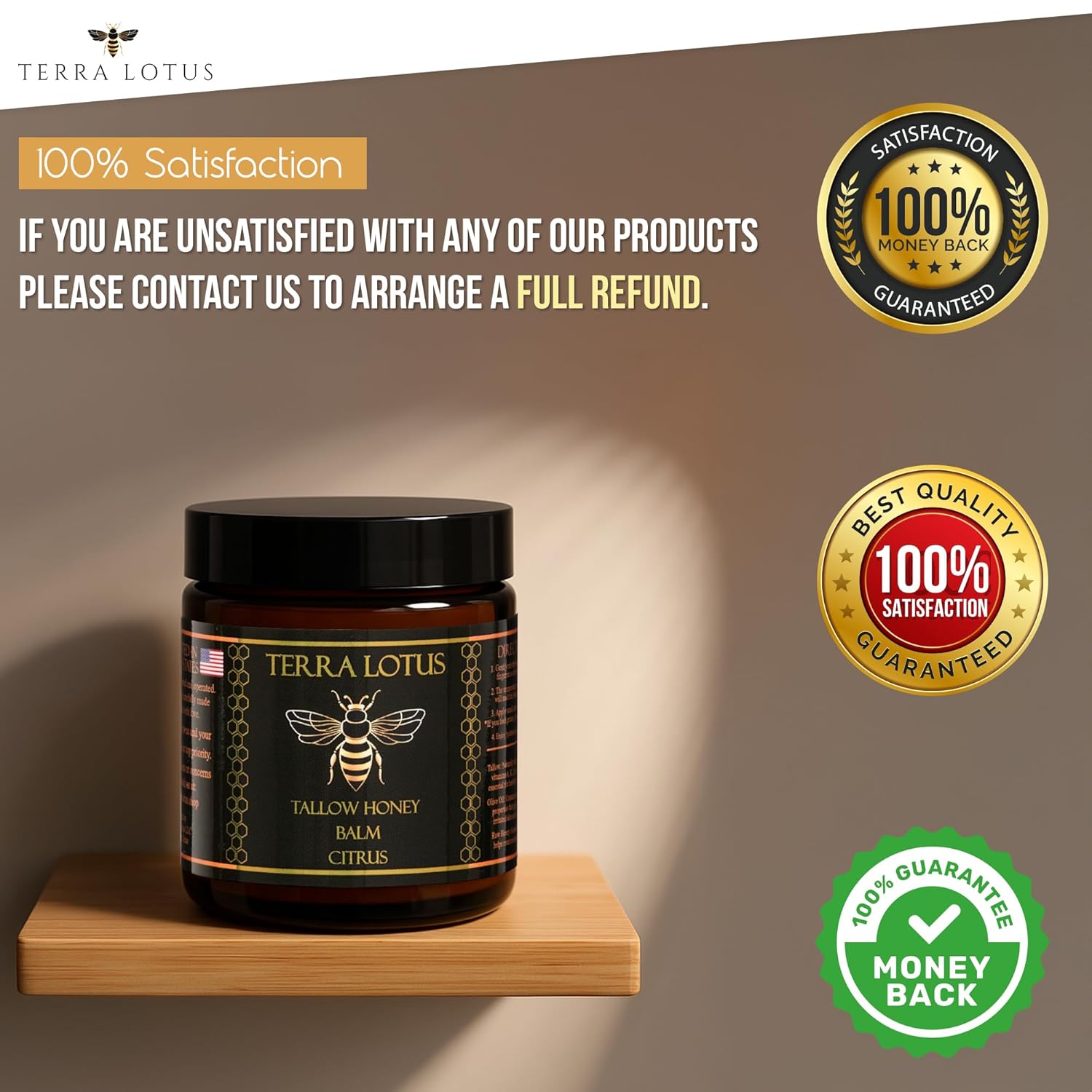 Organic Grass-Fed Beef Tallow Balm with Raw Honey - Moisturizing Cream for Soft, Smooth Skin - Handmade All-Natural Moisturizer (4oz, Citrus) - Image 3