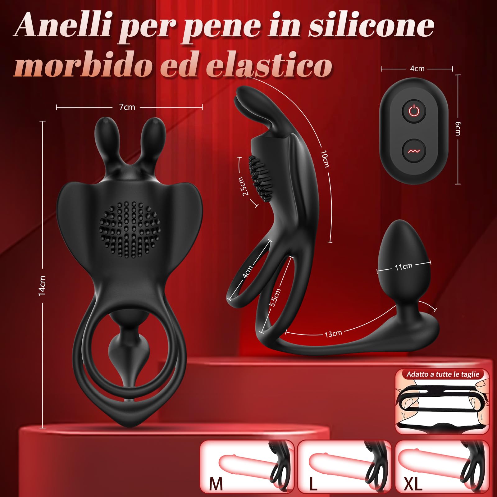 Sex Toys Maschili Anello Penieno Vibrante con Plug Anale Vibrante, Massaggiatore Prostatico con Telecomando e Masturbatore Maschile con 9 Modalità di Vibrazione Anello Vibrante e Butt Plug per Coppia