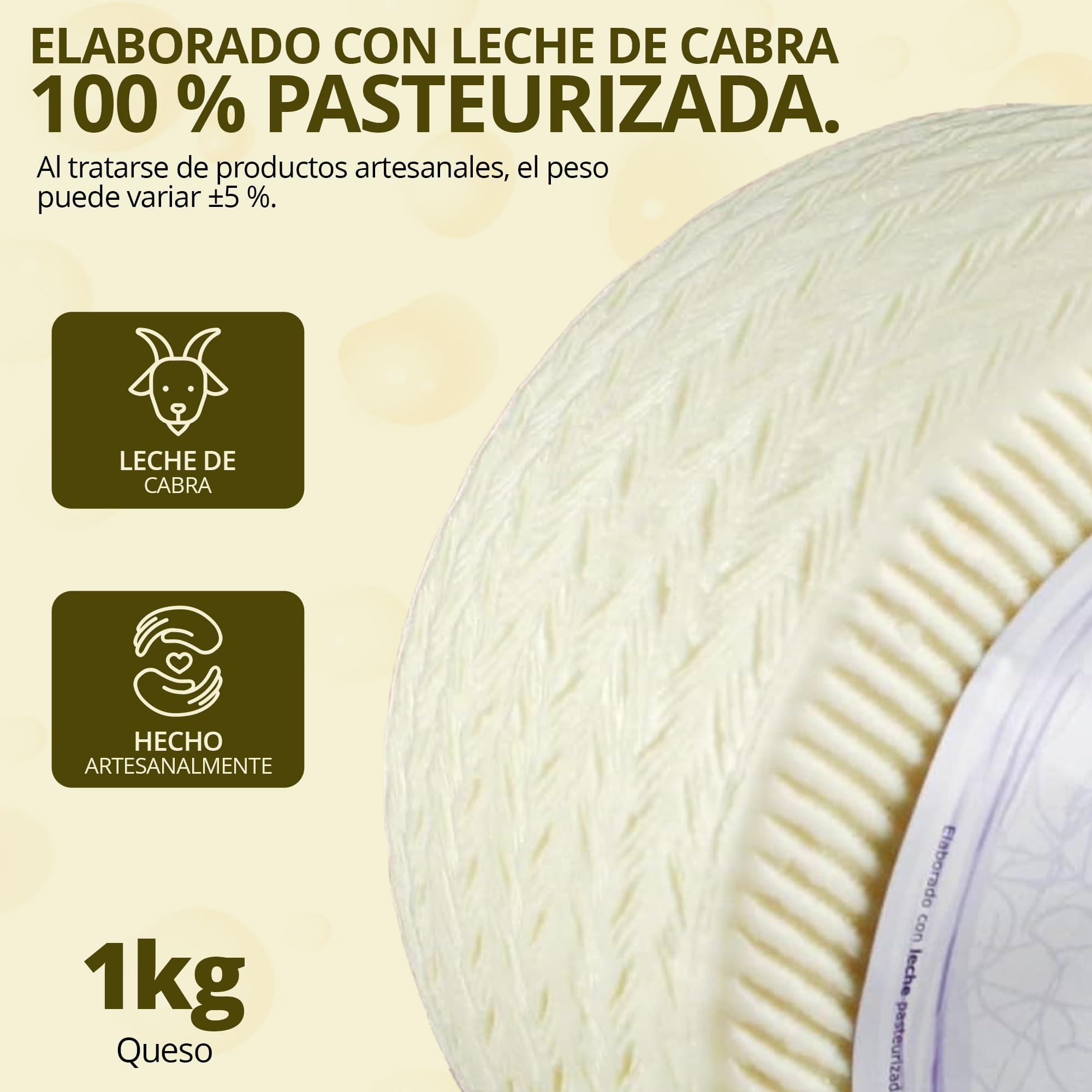 Queso Artesano de Cabra Tierno 1 kg - Queso Castilla-La Mancha para Ensalada y Tapas