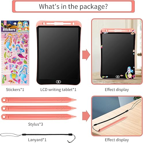Miniatura 6 de Tableta de escritura LCD de 10 pulgadas, tablero de garabatos reutilizable para niños, tableta de escritura colorida para niñas y niños de 3, 4, 5,