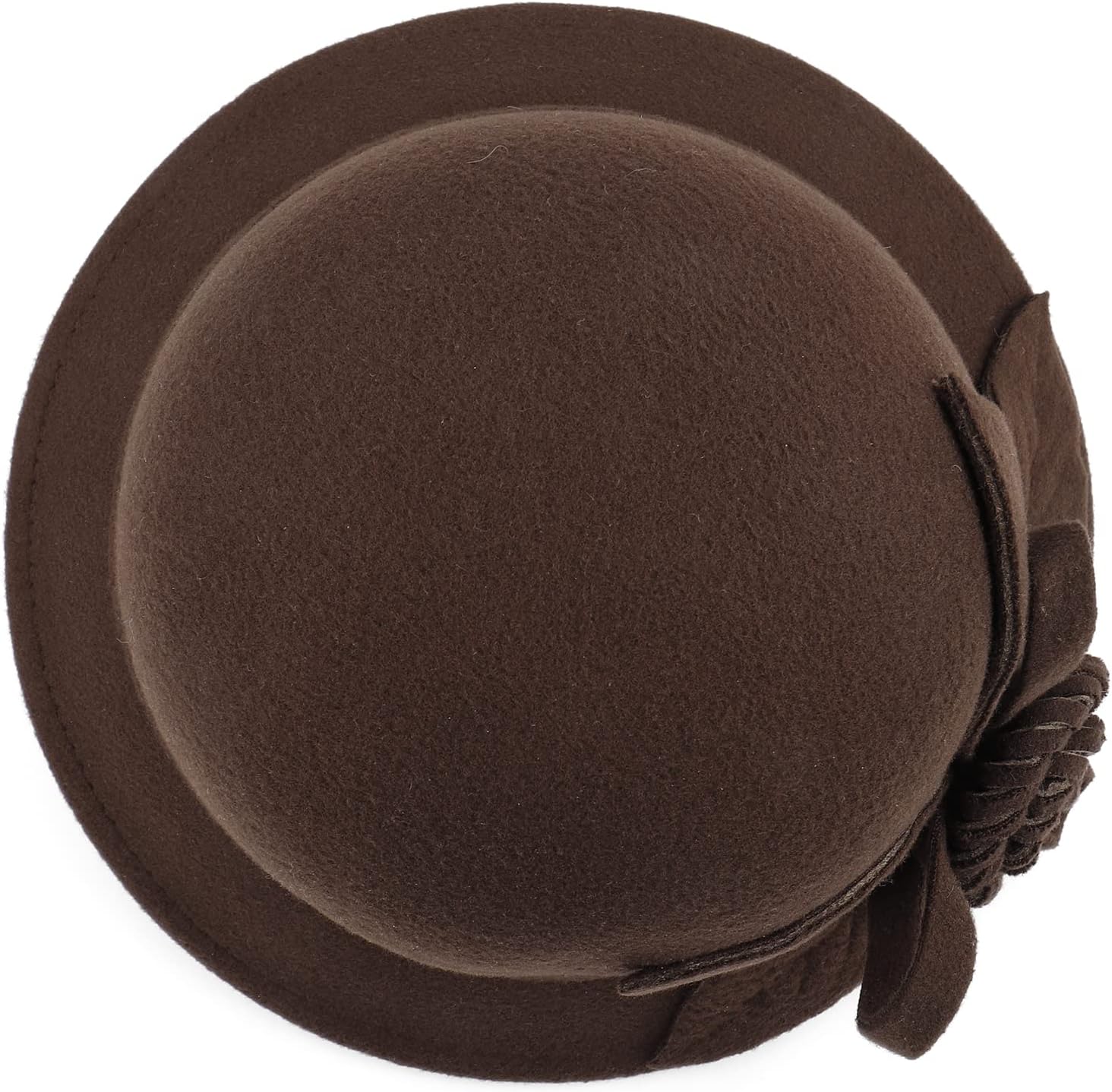 Ladies Wool Felt Bucket Hat Women Vintage Cloche Fedora Winter Church Bowler Hat with Bow - Image 4