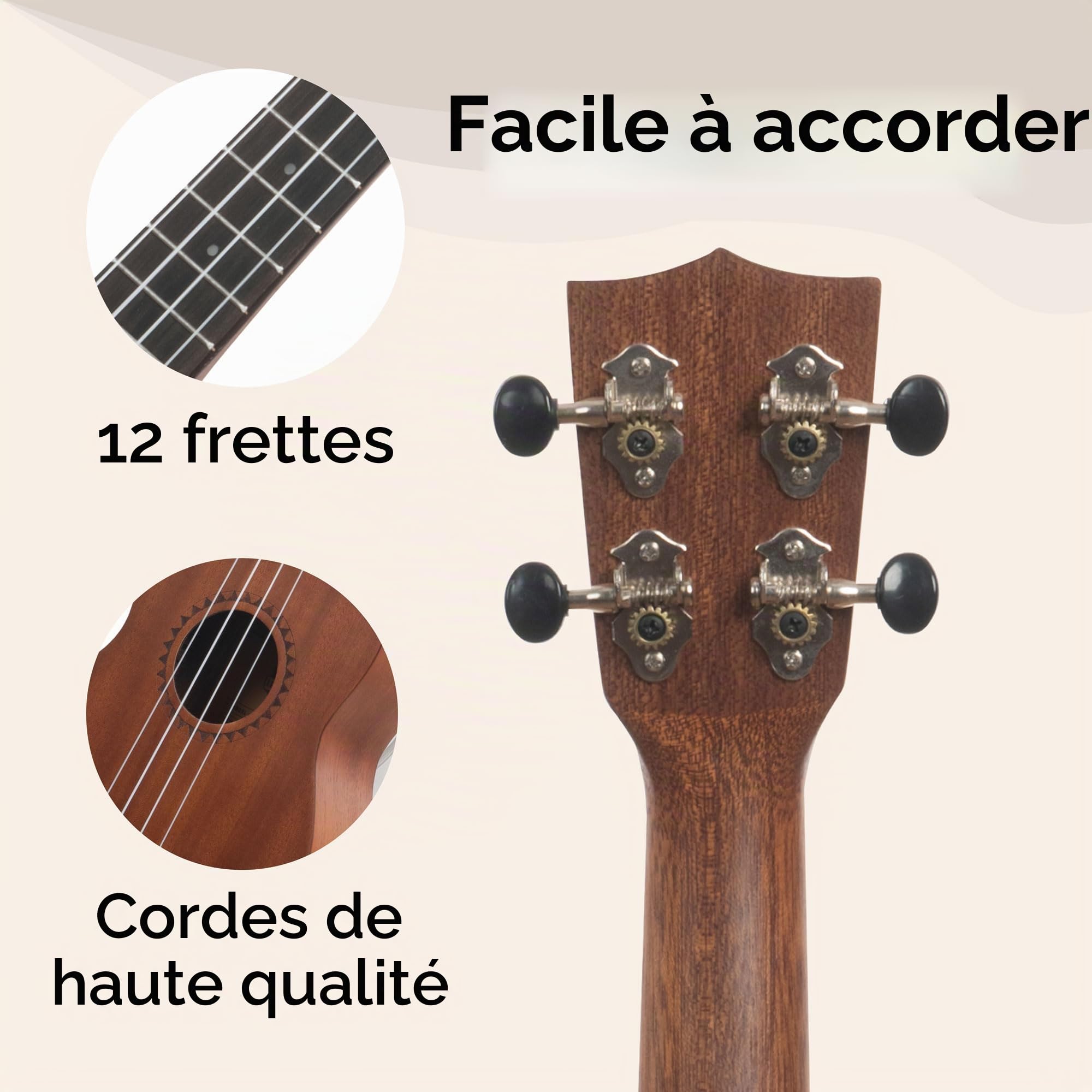 Kala - KALA-LTP-S - Ukulélé Soprano Adultes Étudiants et Débutants, Ukulélé École intermédiaire en Acajou et Palissandre avec étui souple et guide d'introduction inclus