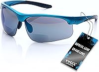 Vista 1 de voltX 'Constructor Ultimate' - Lentes de seguridad bifocales de lectura (marco azul, lente de espejo azul + 1.0 dioptrías) Certificado CE EN166FT