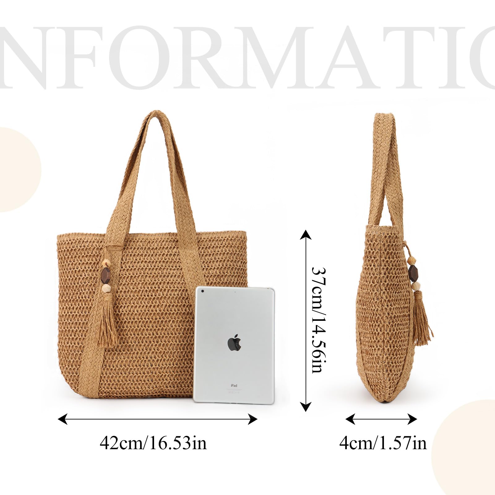 Été tissé sac à main paille sac de plage Fringe grand sac à main paille