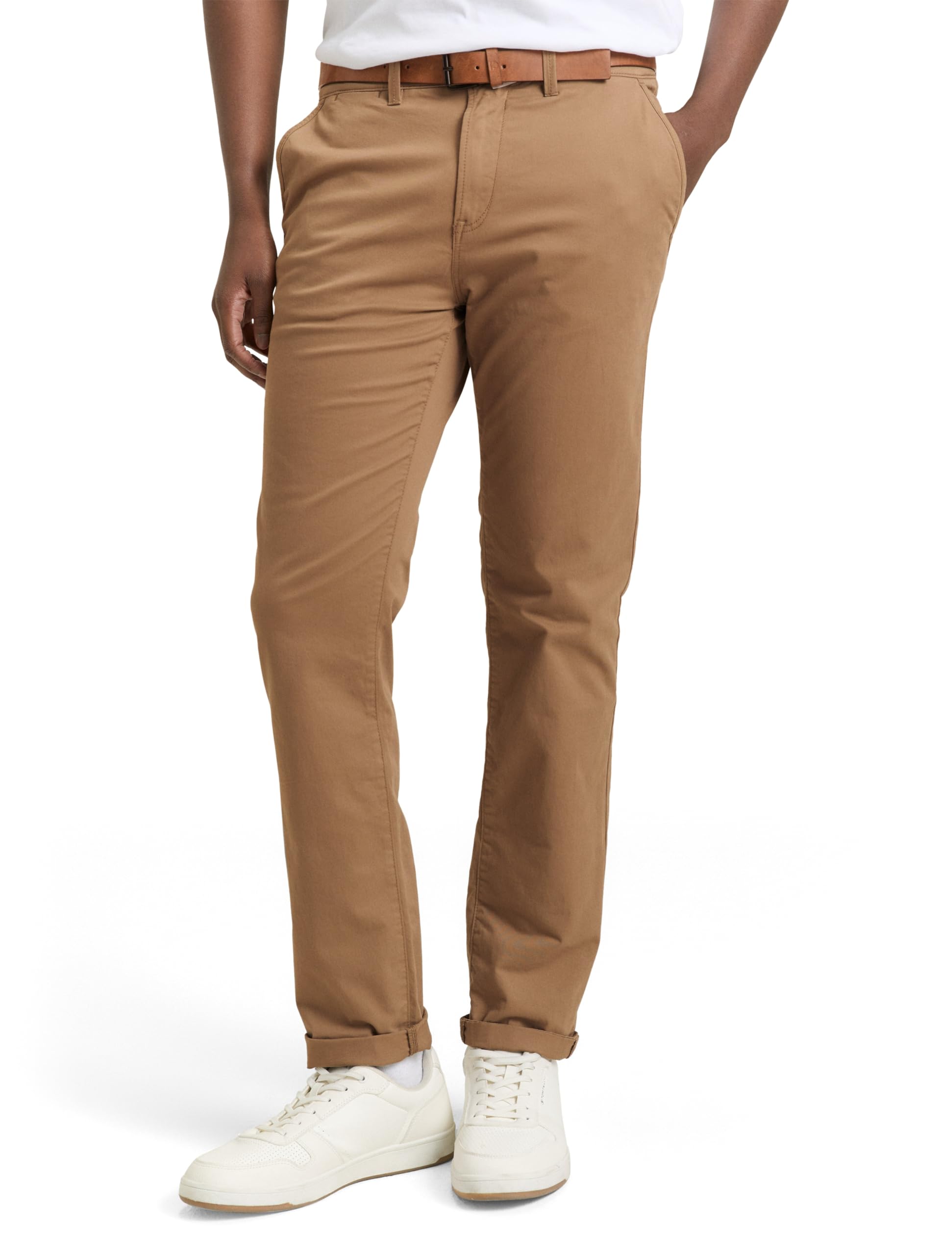 TOM TAILOR Denim Herren Slim Fit Chino Hose mit Gürtel