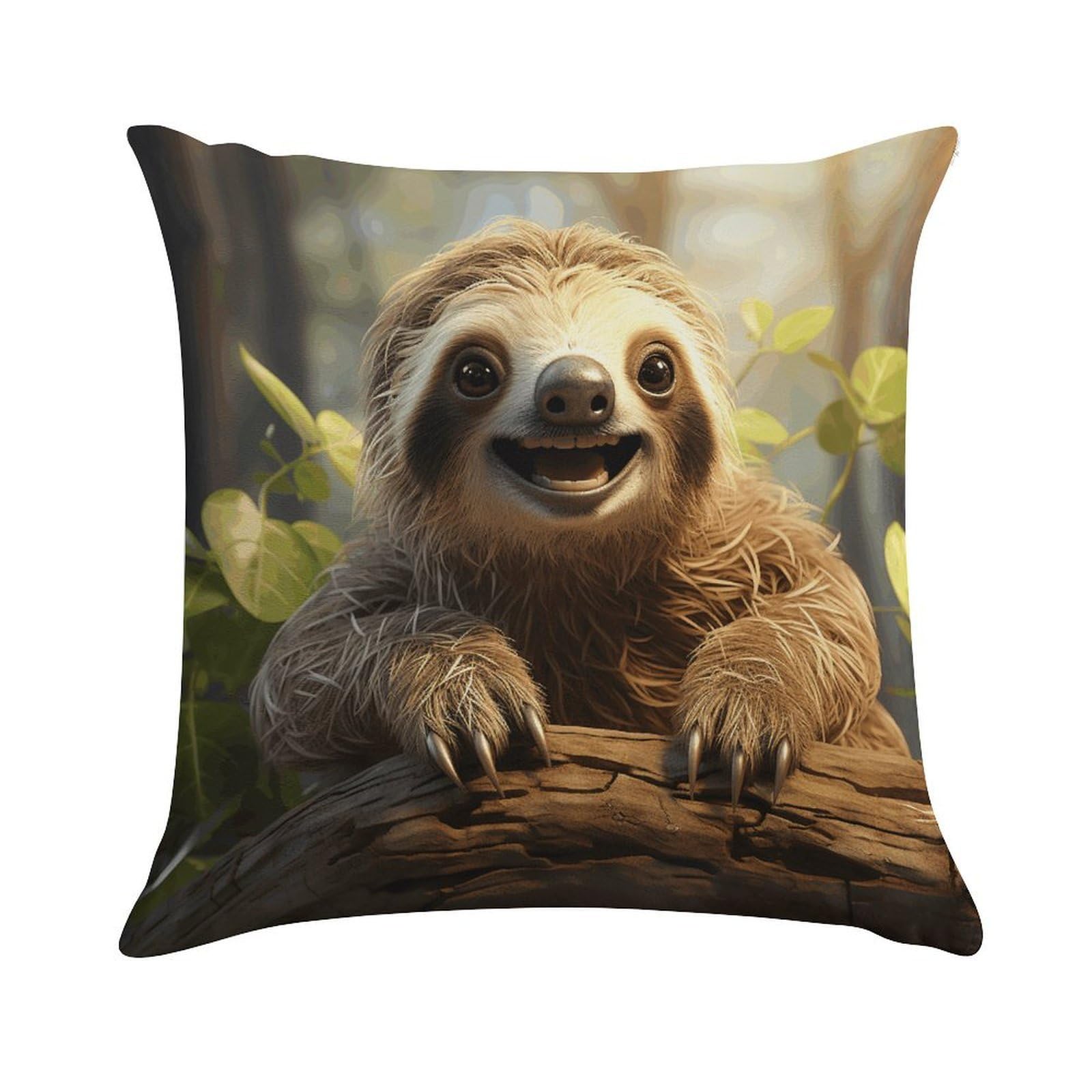 VstaDank Cartoon Sloth Throw Pillow Cover Square Lumbar Throw Pillow Case Soft Decorative Cushion Cases Short Plush Pillowcase with Zipper Luxury Cozy Pillows Shams for All Seasons