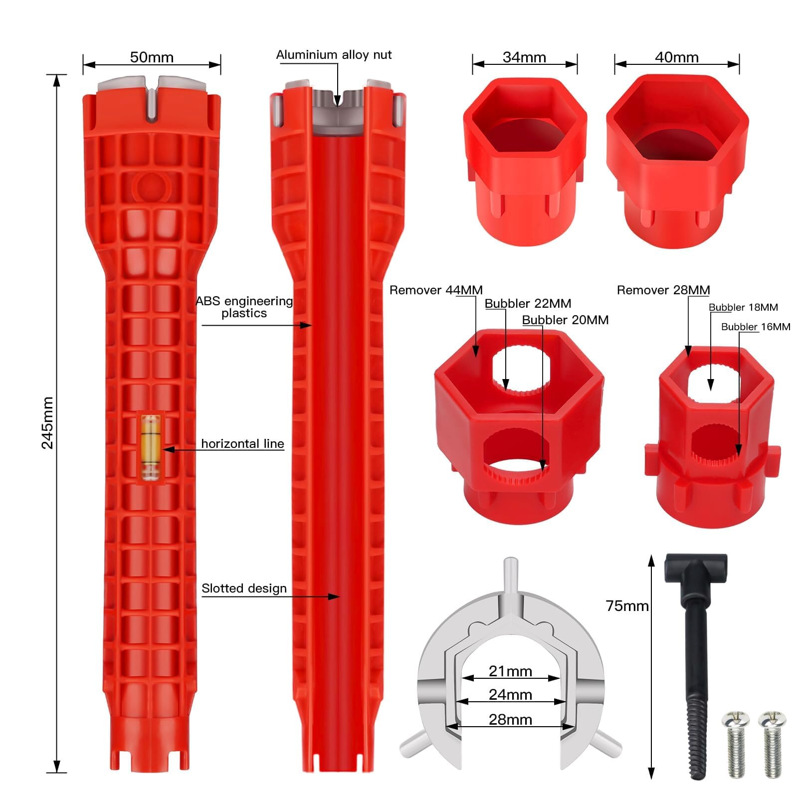 14-in-1 Professional Basin Wrench & Sink Installer - 9.6" Hardened ABS Plumbing Tool for Faucet Installation, Toilet Repair & Tight Spaces - Multi-Purpose Wrench with Instructions & Video - 4