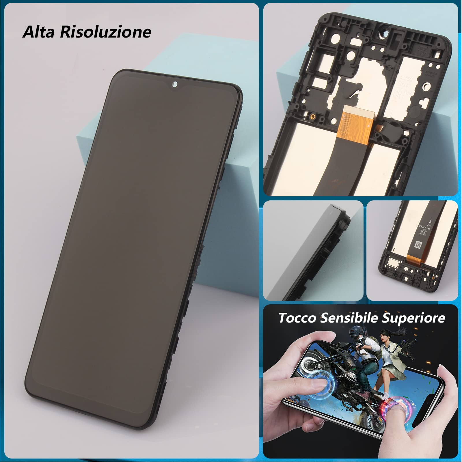 RongZy LCD Schermo per Samsung Galaxy A32 5G A326 SM-A326B Display Digitizer Assembly Vetro di Ricambio Touch Screen con Strumenti (Nero con Cornice)