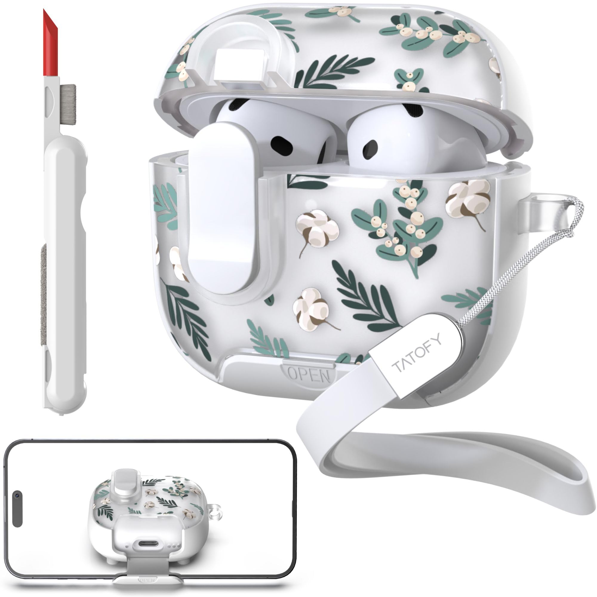 Photo 1 of [CASE IS BROKEN] TATOFY AirPods 4th Gen Case with MagSafe Stand (Green)