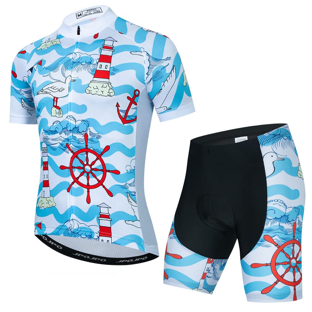 Ensemble maillot de cyclisme pour homme avec t-shirt à manches courtes et short rembourré 3D