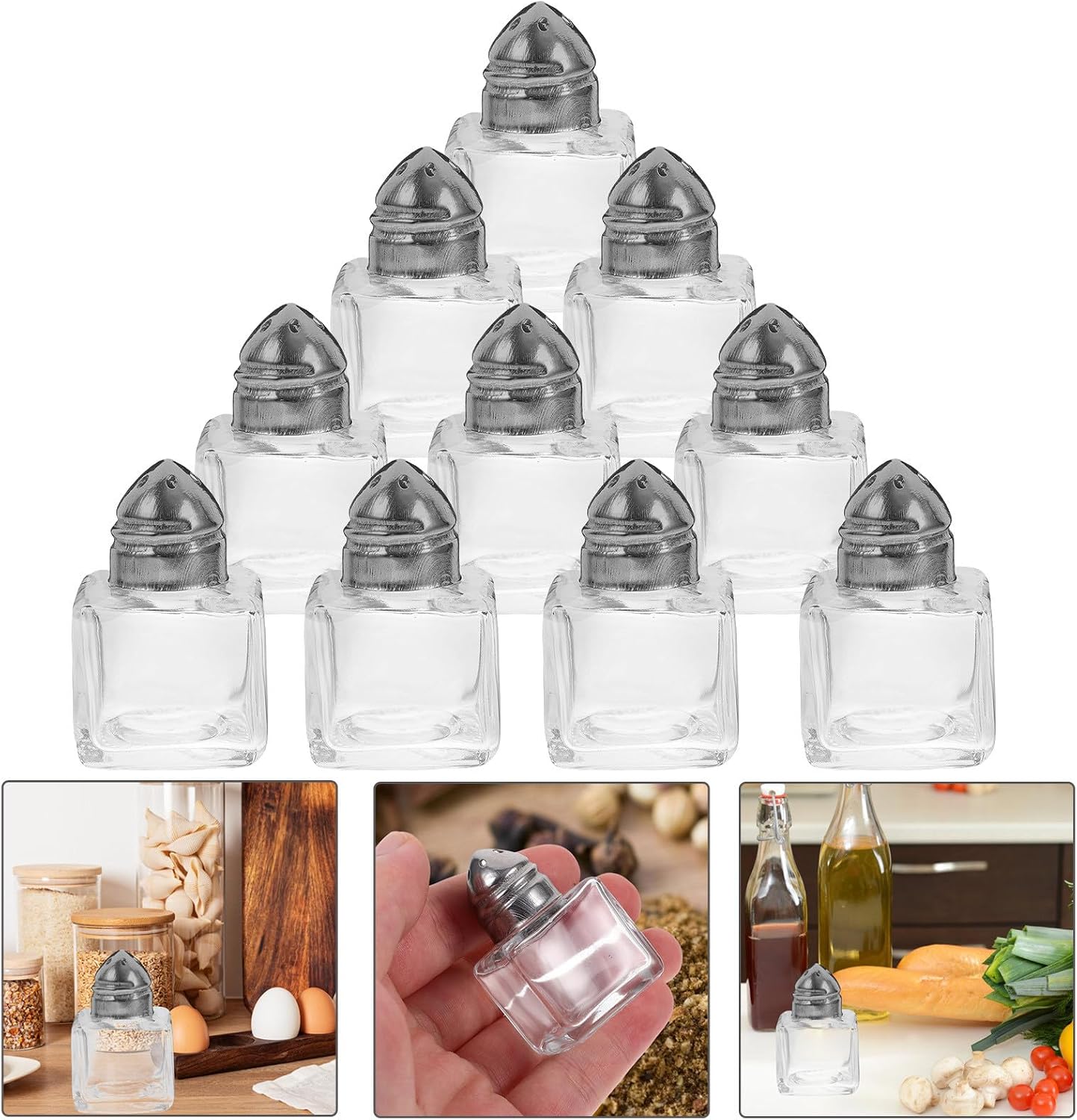 10Pcs Portable Mini Seasoning Bottles with Airtight Salt Pepper Shakers for Kitchen and Outdoor Camping Space-saving Spice Storage Jars