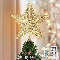 Vista 19 de Luxspire Decoración para árbol de Navidad, estrella iluminada 3D con enchufe USB y control remoto, luces de estrella para árbol de Navidad de 9.6