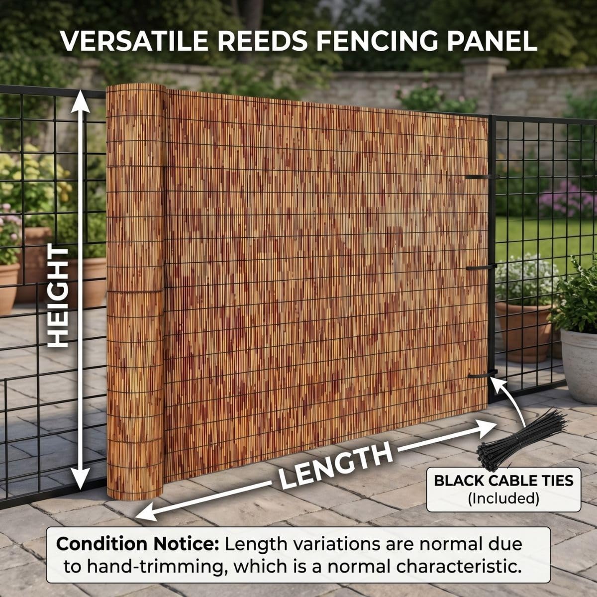 Arella in Canna Cannette Naturale per Recinzione Giardino Esterno 100/120/130/150/160/180 cm Canniccio Ombreggiante Bambu con Fascette per Balcone Piscina Patio Coperture Privacy(H60xL300cm)