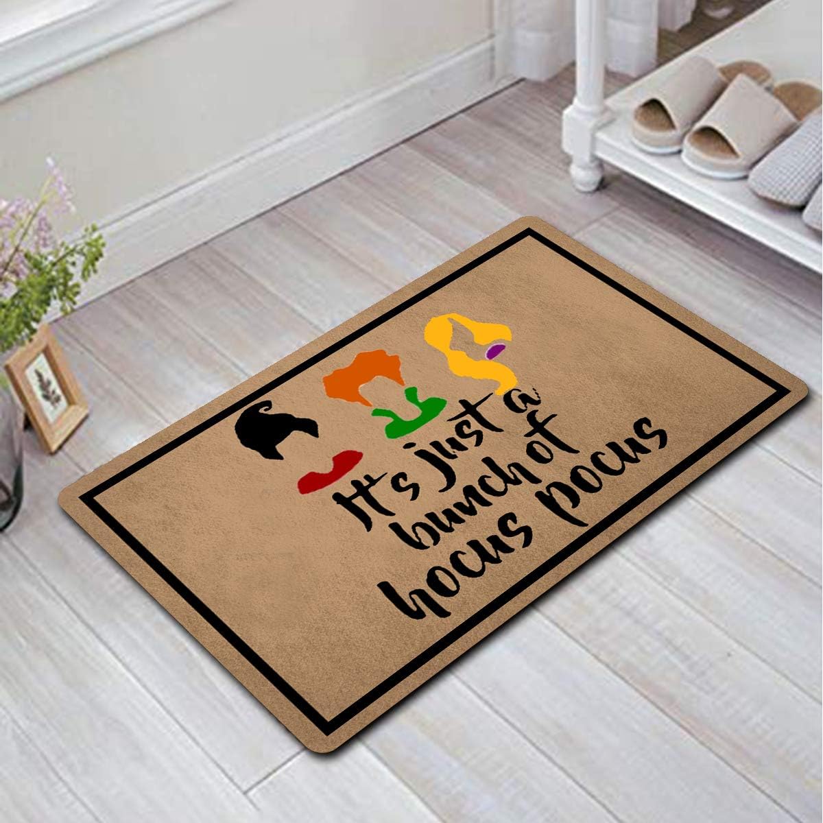 Funny Welcome Doomats with Rubber Back 18"(W) x 30"(L) It's Just a Bunch of Hocus Pocus Happy Halloween Doormat for Entrance Way Hello Mats for Front Door Porch Decor No Slip Kitchen Rugs