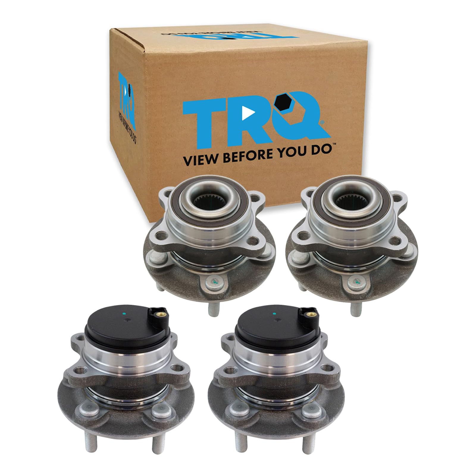 TRQ Front and Rear Wheel Bearing and Hub Assembly Set 4 Piece
