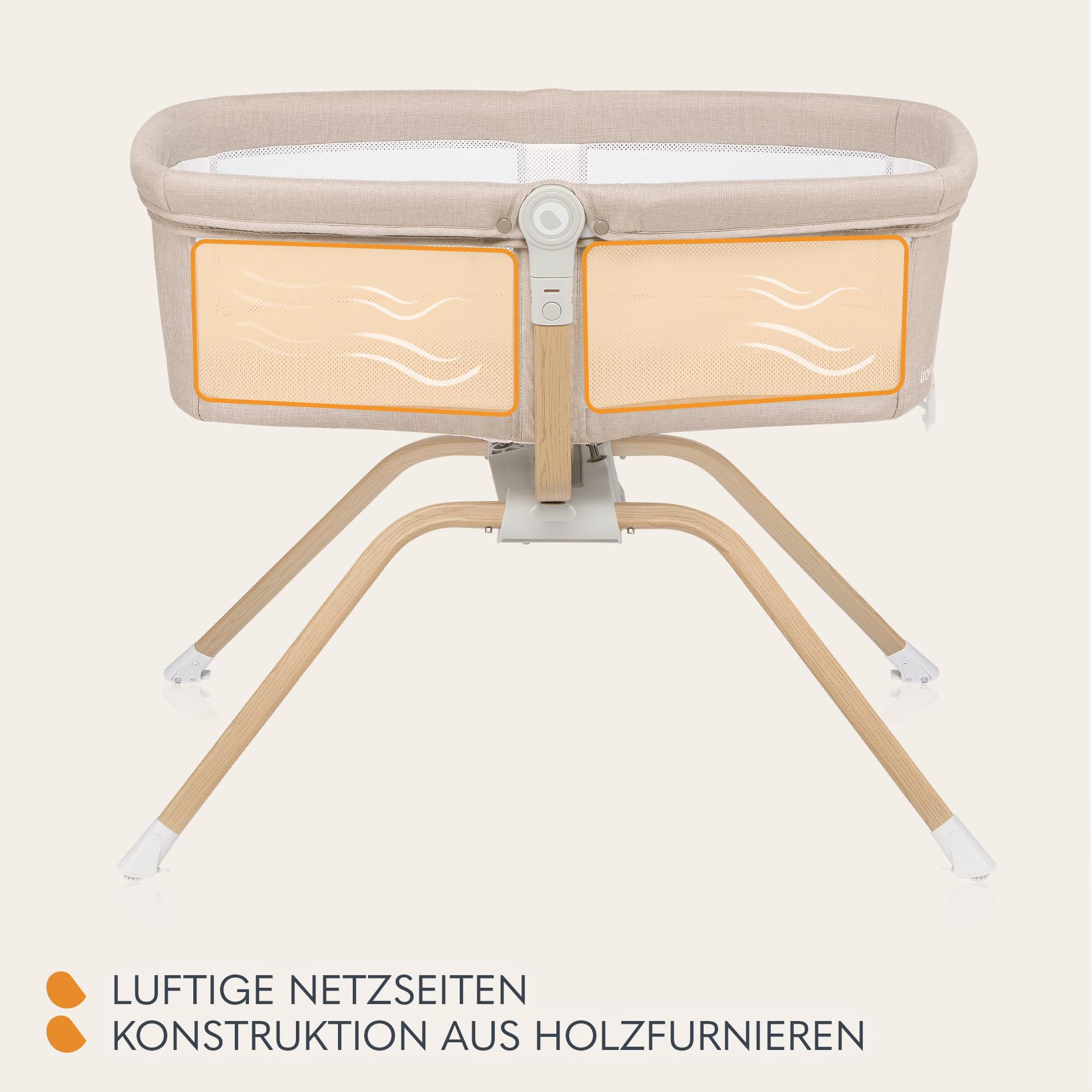 Lionelo Malin Evo Babywiege, Reisebett für Babys mit Matratze | Kinderreisebett, Reisegitterbett, von 0 bis 9 kg, Vordach, Moskitonetz, klappbar, Schaukelsystem, Liegeverstellung, schnelle