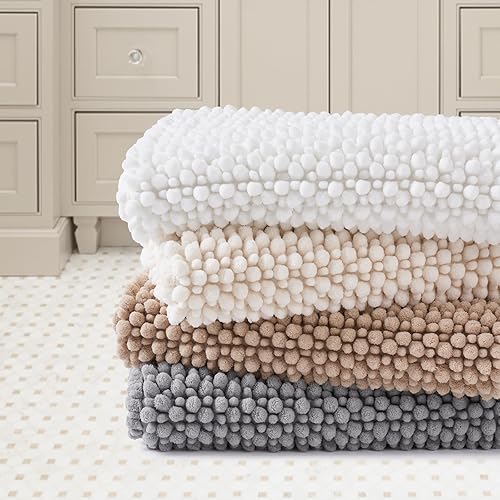 Miniatura 7 de FRESHMINT Juego de 2 alfombras de baño de felpilla degradada de 17 x 24 pulgadas + 20 x 32 pulgadas, antideslizantes, para suelo de baño, juego de 2