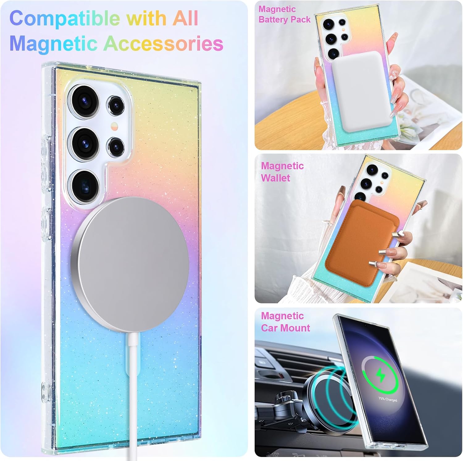 Glitter Case for Samsung Galaxy S23 Ultra Case, Iridescent Colors image 3