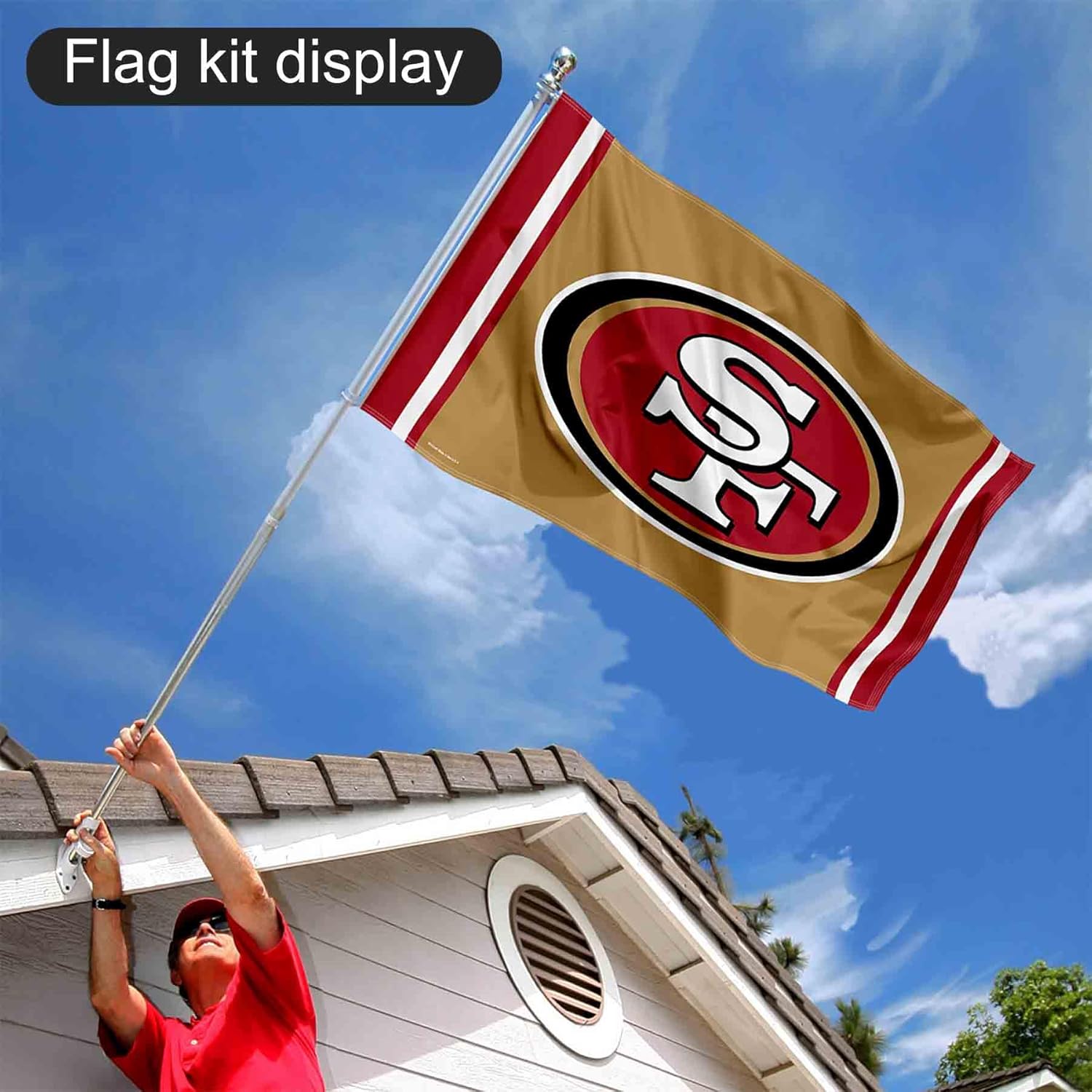 49ers Gold Flag Pole and Bracket Kit - Image 6