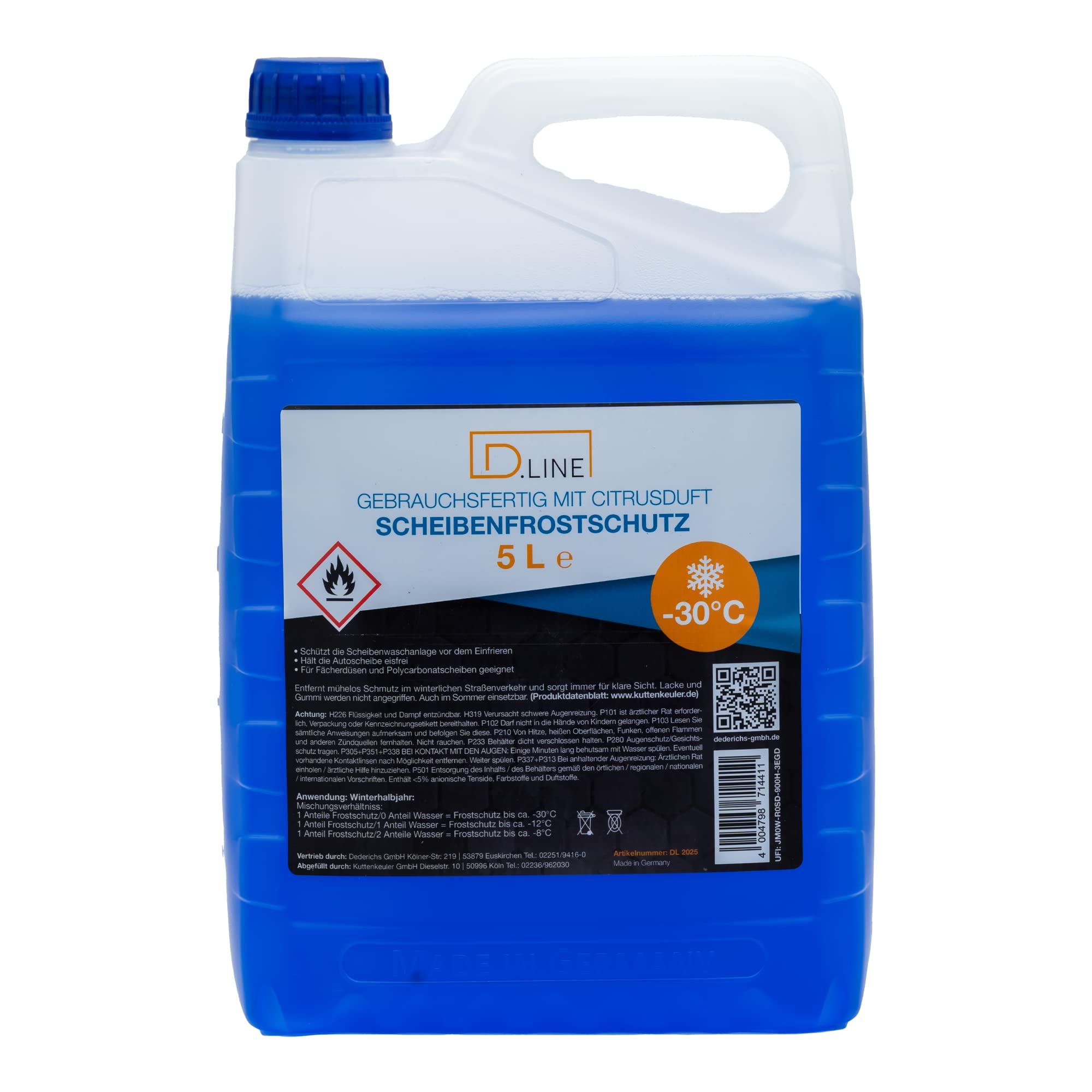 D.LINE Scheibenfrostschutz Gebrauchsfertig 5 Liter | Citrusduft, -30°C
