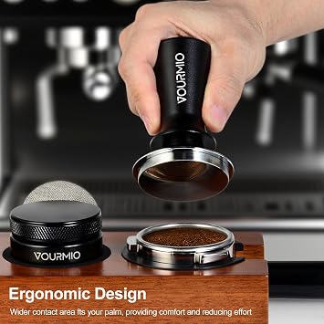 54mm Espresso Tamper - Calibrated Coffee Tamper with Spring Loaded 30lb Pressure, Stainless Steel Tamper for Barista, Compatible with 53mm/54mm Breville Portafilter, Black