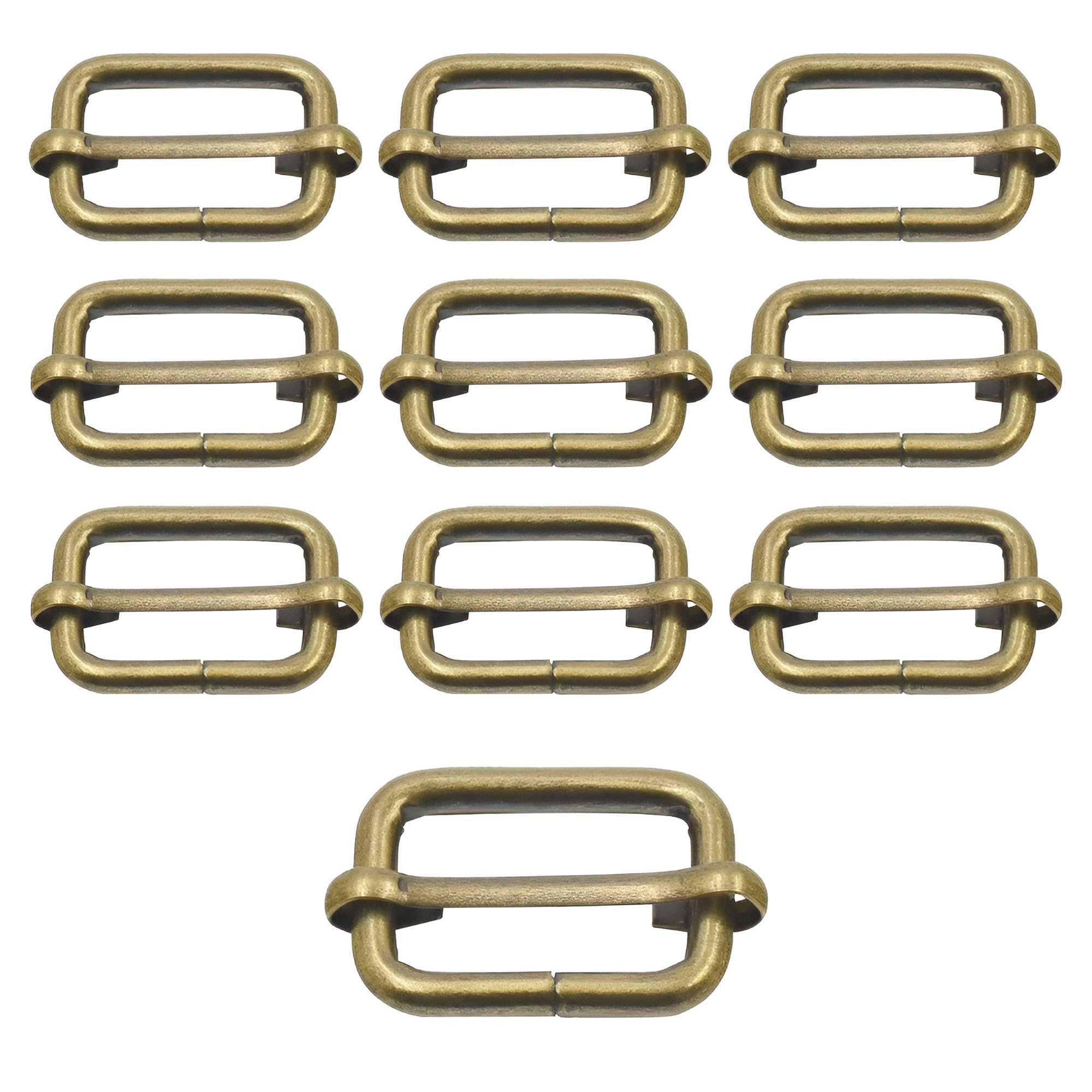 Trimming Shop 10pcs Triglide Slider Buckle Metal Adjustable Durable Lightweight Slide Buckle for Webbing Straps, Backpack, Fasteners Strap, Pet Collars and Bag Accessories, 50mm, Bronze