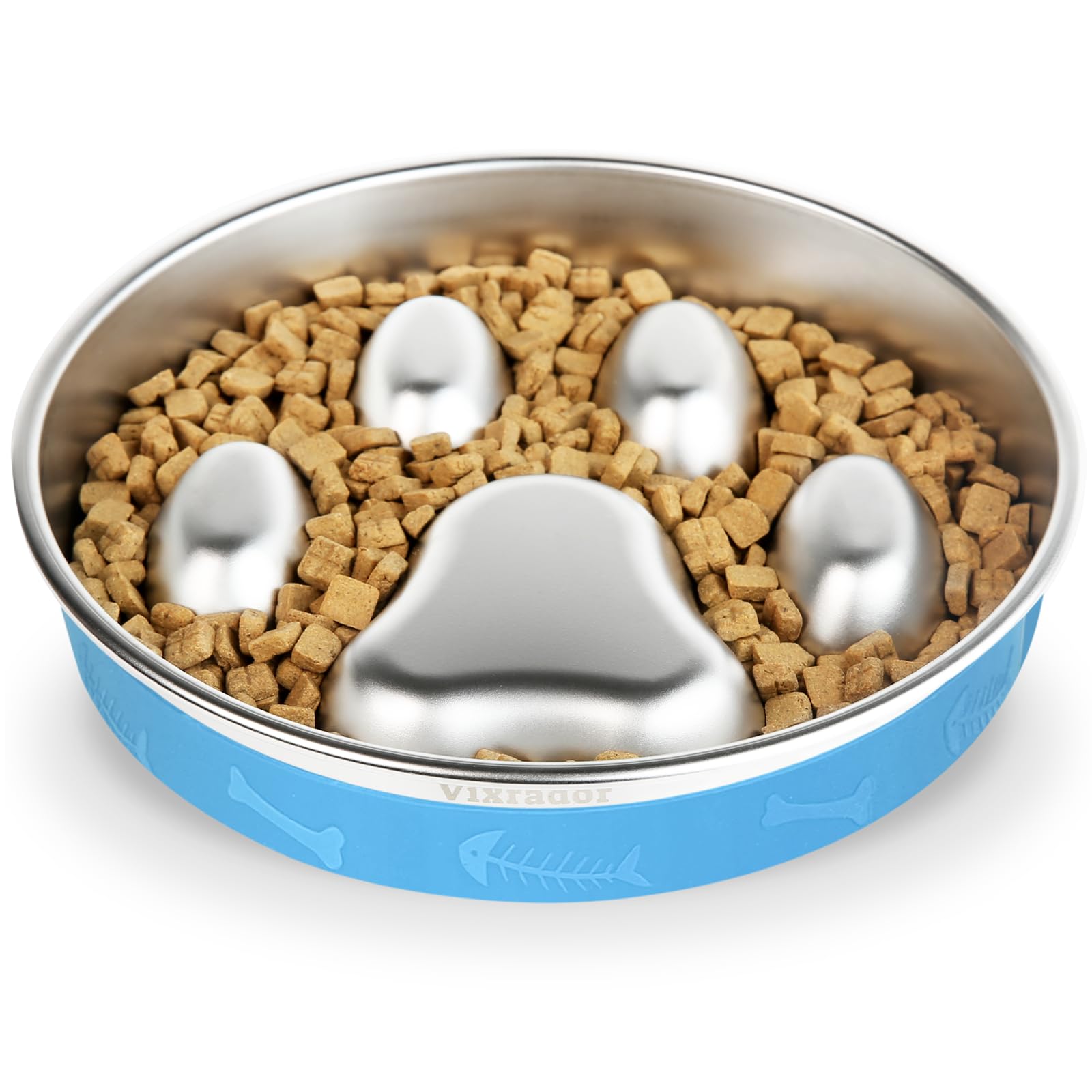 Slow Feeder Dog Bowls Stainless Steel,2 Cups Blue Non-Slip for Small & Medium Sized Dogs,Slow Down Eating Dog Bowl for Fast Eaters