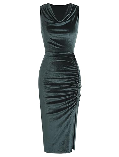 ZAFUL Women's Velvet Wedding Guest Dress Cowl Neck Sleeveless Cocktail