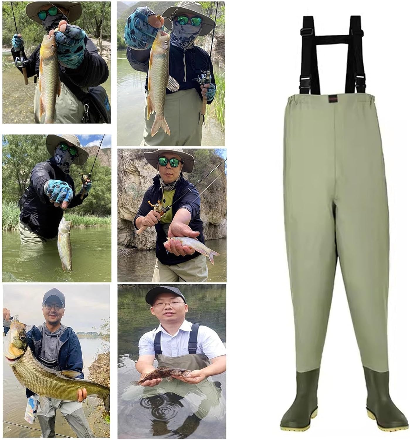 Buty wędkarskie Fly Fishing Hip Wodery Wodery wędkarskie z butami dla mężczyzn i kobiet Outdoor Fishing Wading Boots(Green,11)