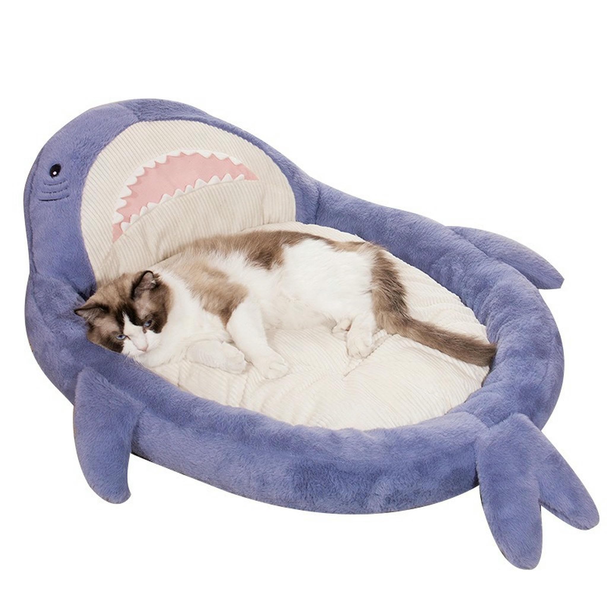 Articoli per Animali Domestici Letto Gatto Cane Creativo Carino Squalo Cartone Animato Peluche Caldo Divano Divertente Quattro Stagioni Pet Mat-blu-60 * 50 Cm (en