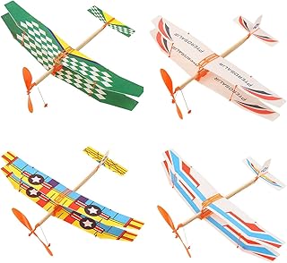 2 Pack Rubber Band Powered Balsa Wood Airplane Glider Kit, Realistic Throwing Glider Airplane Aircraft Toy for Adults & Students, Educational & Outdoor Fun (Random Color)