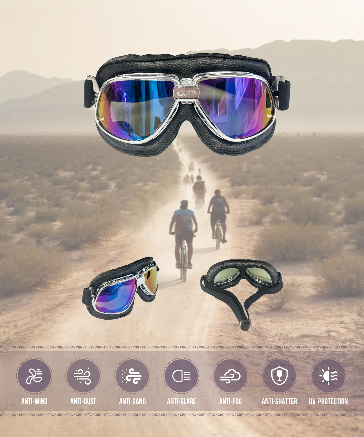 CRG Deportes Vintage Aviator Piloto Estilo de la motocicleta Cruiser Scooter Gafas T11 t11ncb – parent