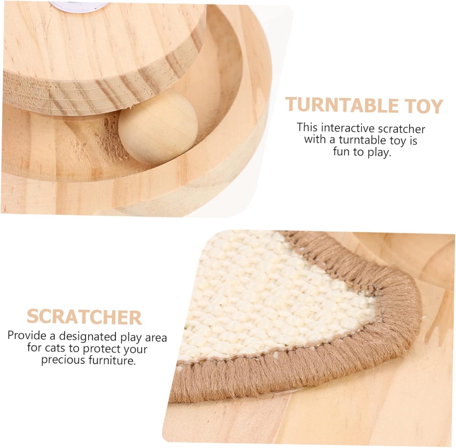 HANABASS Snail Shape Cat Scratcher Sisal Board Track Wood Turntable Interactive Toy for Kittens Encourages Exercise and Keeps