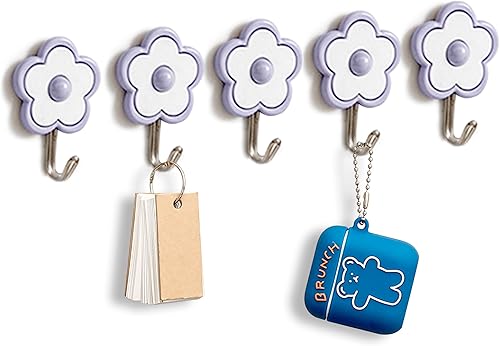 Miniatura 9 de Paquete de 5 Lindos ganchos de utilidad Floret resistentes hasta 5 libras, impermeables y a prueba de aceite. Llave para colgar. Se pega en la