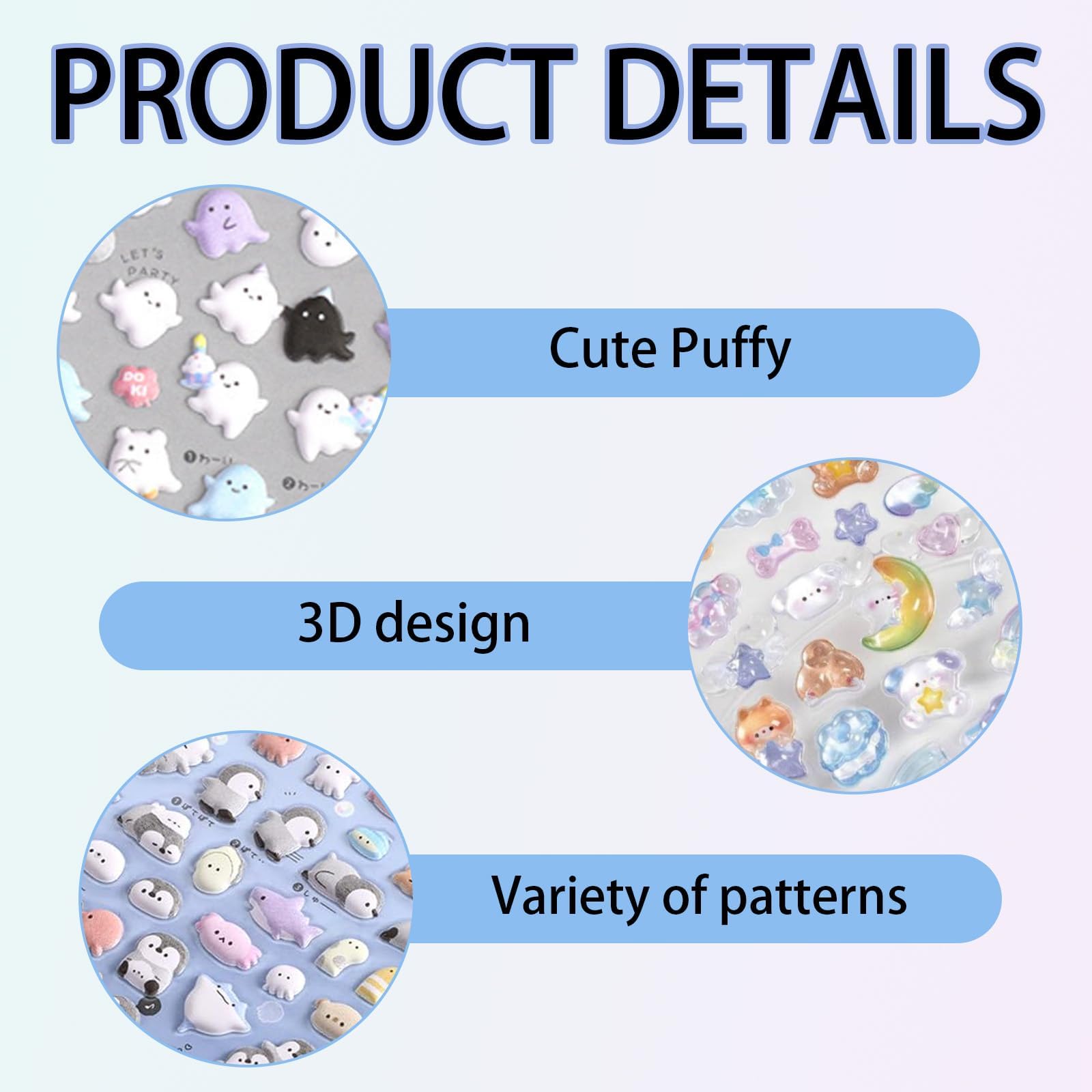 10Pcs Cute 3D Stickers Set, Cute Stickers for Children Cartoon Puffy Sticker Set Mini Pattern Small Animal Sticker Packs - Image 3