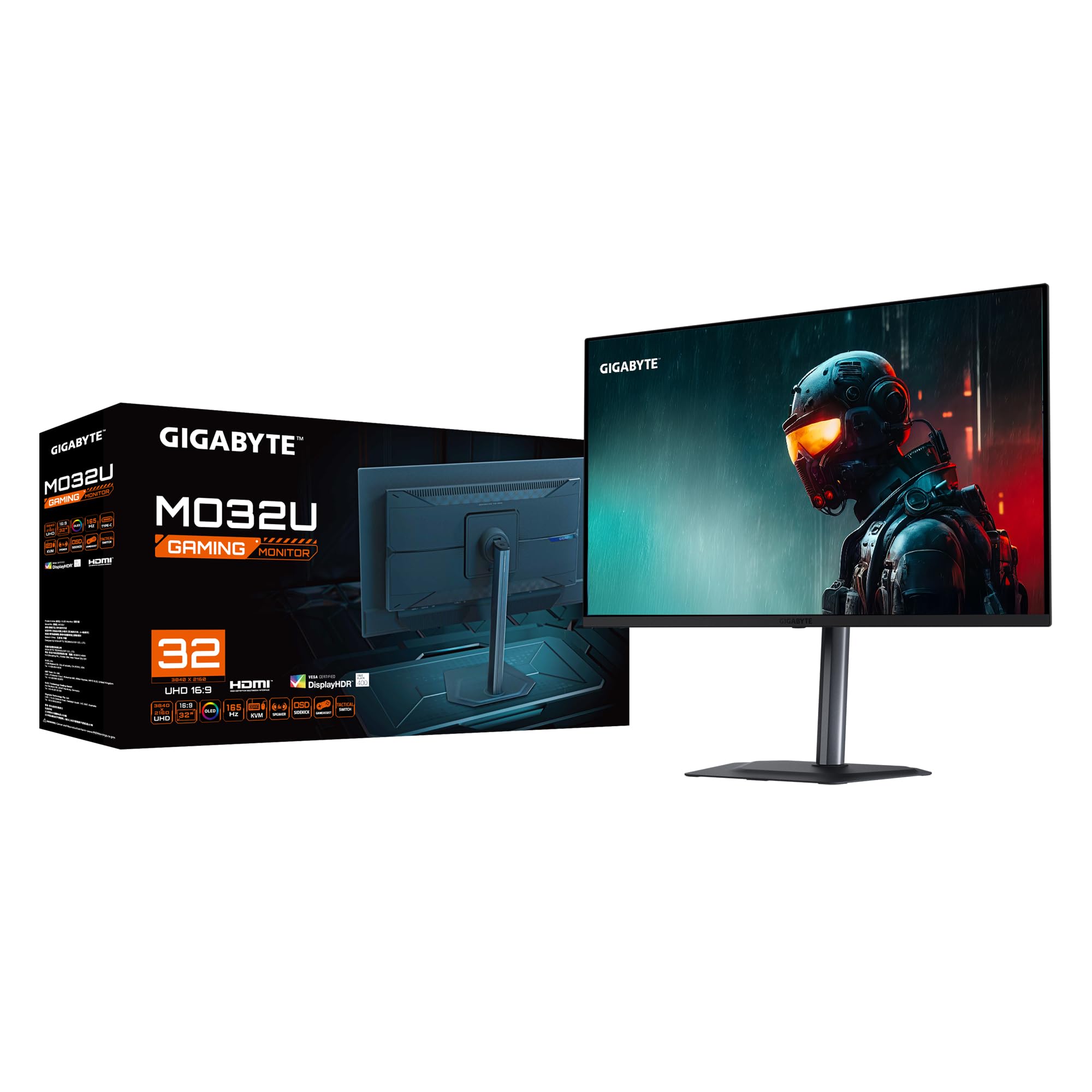Gigabyte MO32U 31,5" monitor do gier OLED 4K UHD - 3840 x 2160, 165 Hz, 0,03 ms, 250 CD/m², Display HDR True Black 400, HDMI 2.1, DisplayPort 1.4