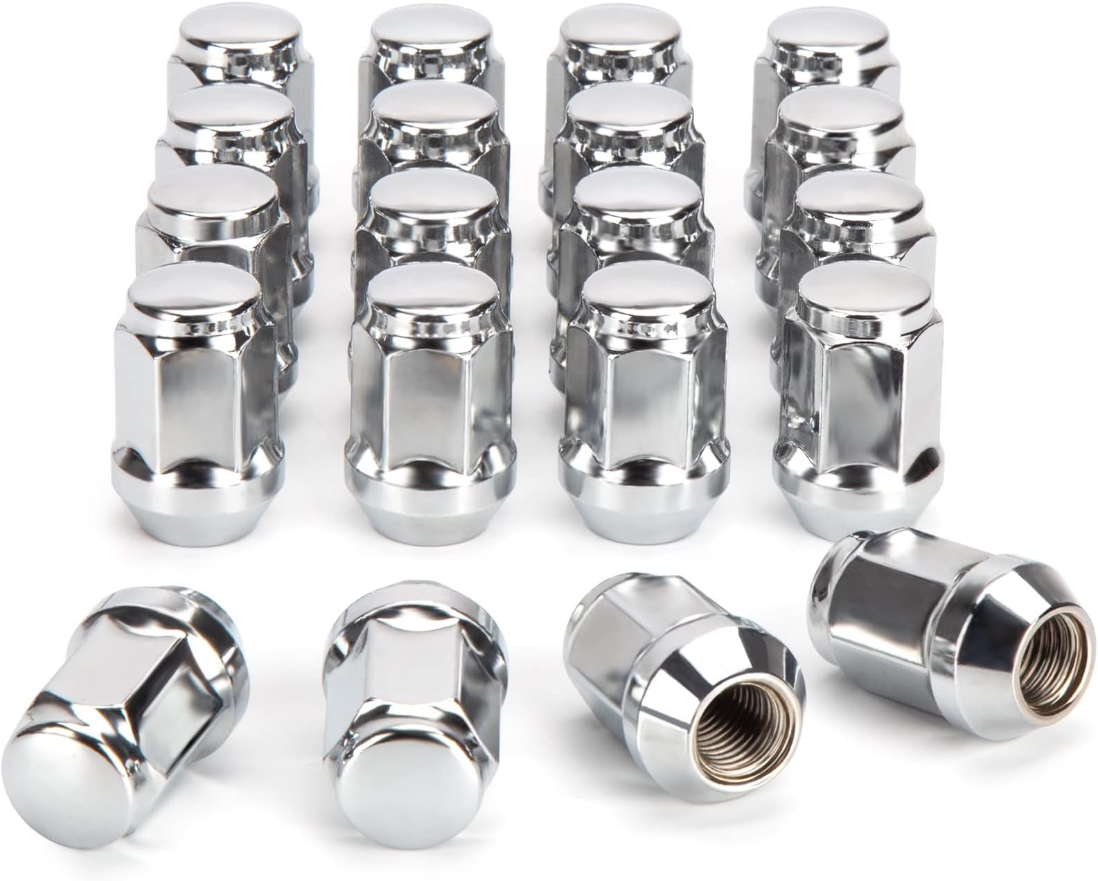 20PCS M12X1.5 Lug Nuts Compatible with Toyot-a Camry RAV4 Avalon Corolla Honda Accord CR-V Civic Ford Focus Escape Fusion Kia Aftermarket Tuner Wheels,Hex 19mm Chrome Closed End Bulge Acorn Lug Nut