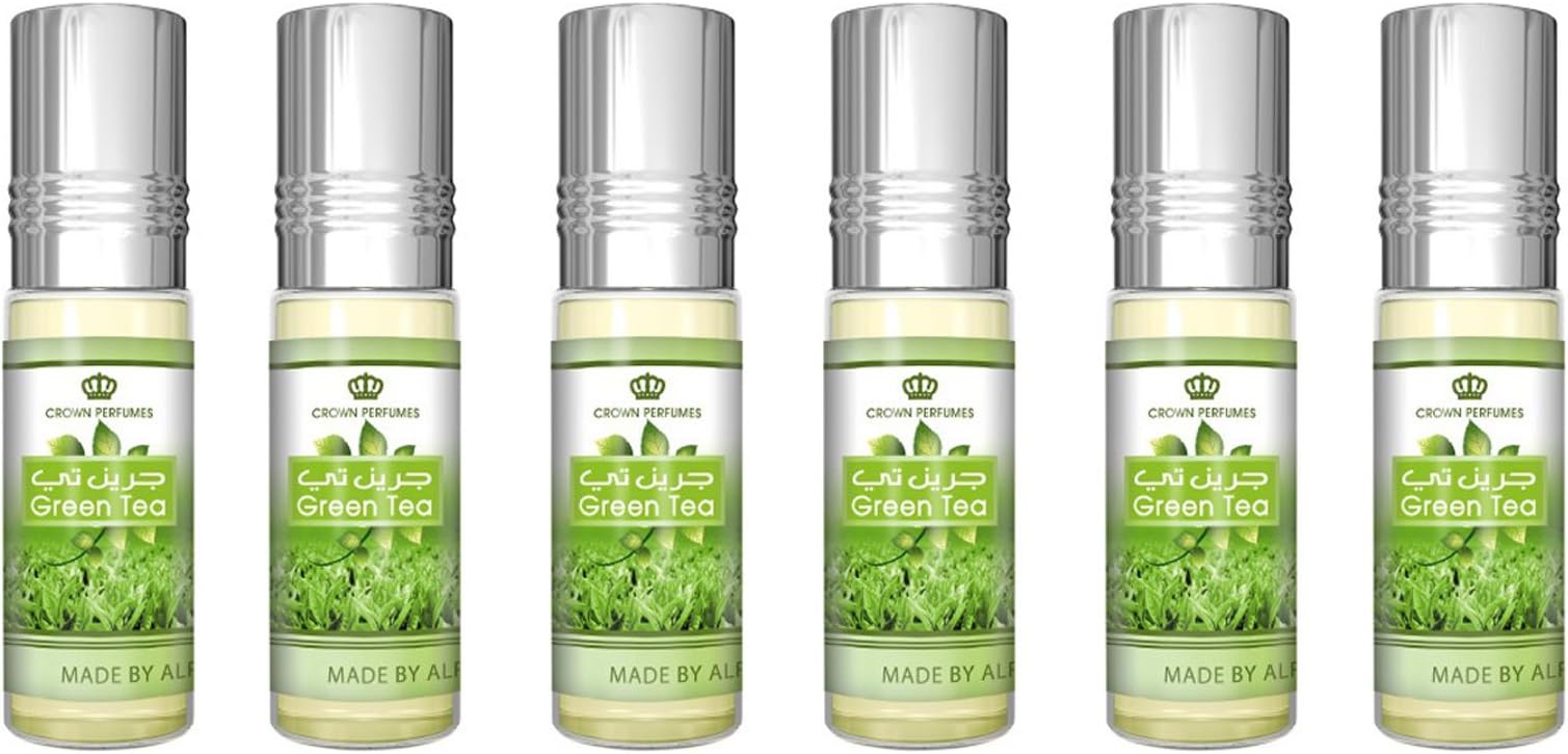 Prime Genuine Attar Oil Perfume Fragrance Alcohol Free Halal 6-ML Top Quality 6 ml x 6 PCS (Pack of 6) (GREEN-TEA)