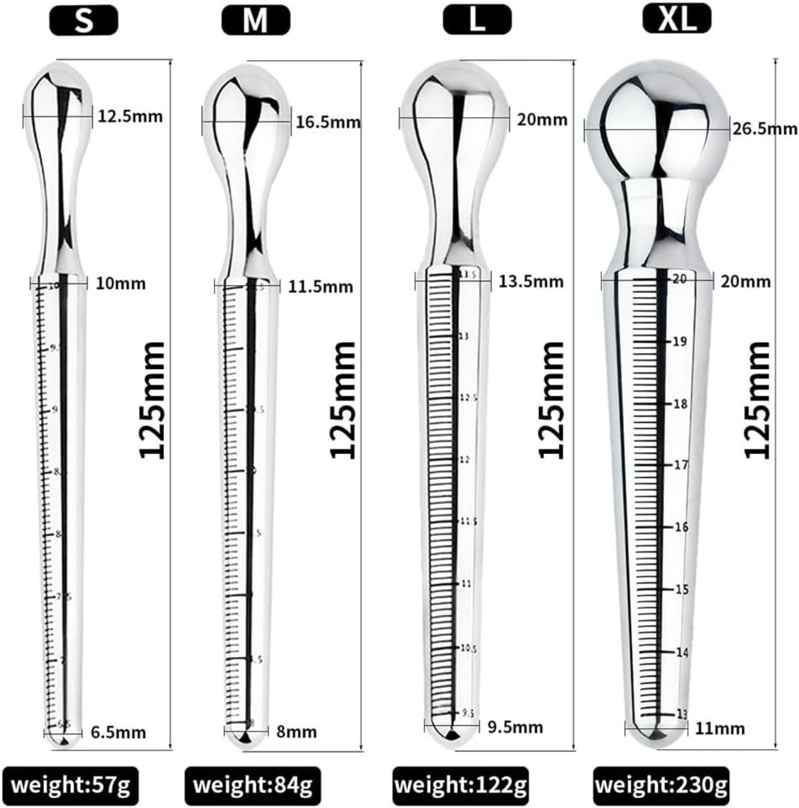 Dilatatore uretrale in acciaio inossidabile - plug per pene per giocattoli sessuali SM - sonda e stimolatore uretrale - catetere uretrale per il massaggio prostatico negli uomini(S)