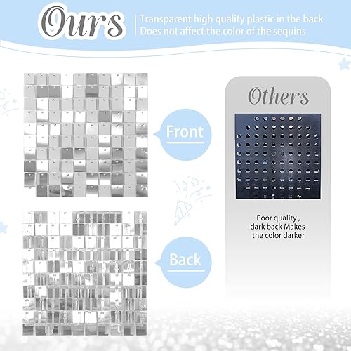 Miniatura 6 de Telón de fondo de pared plateado brillante con lentejuelas, para el día de San Valentín, telón de fondo de discoteca para bodas, despedidas de