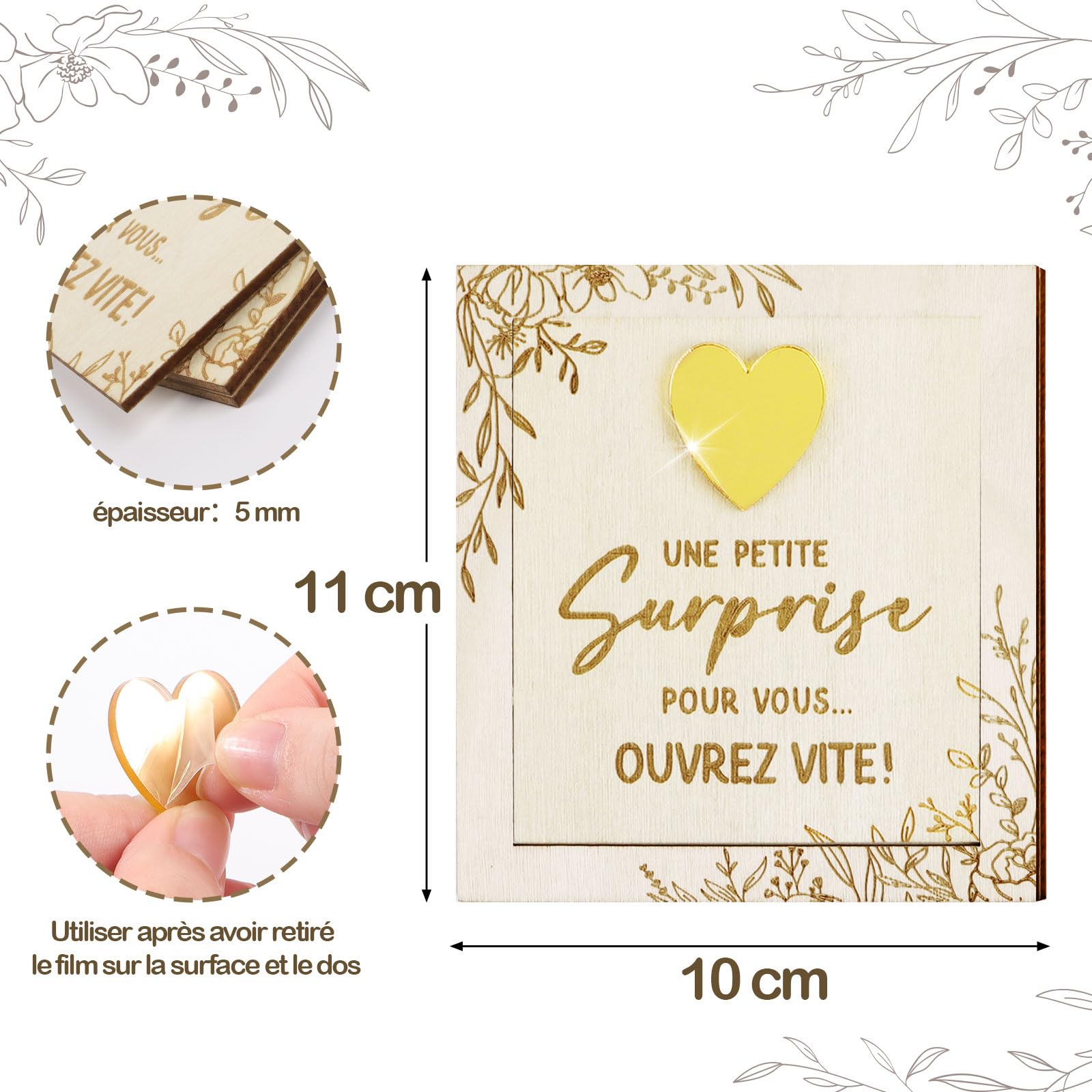 Cadeau Annonce Grossesse en Bois Carte Une Petite Surprise pour Vous Petite Boîte Annonce Grossess TATA Mamie Tante Grands-parents et Cœur Doré Future Demande Annonce pour Fête Naissance Baptême Noël